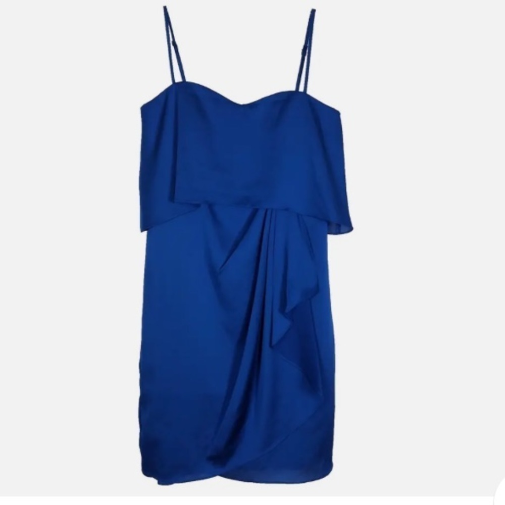 Max and Cleo Spaghetti strap faux wrap around dark blue formal dress size 2